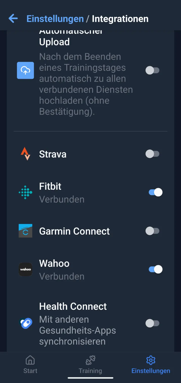 Kizor App - Export zu Strava, Apple Health und mehr